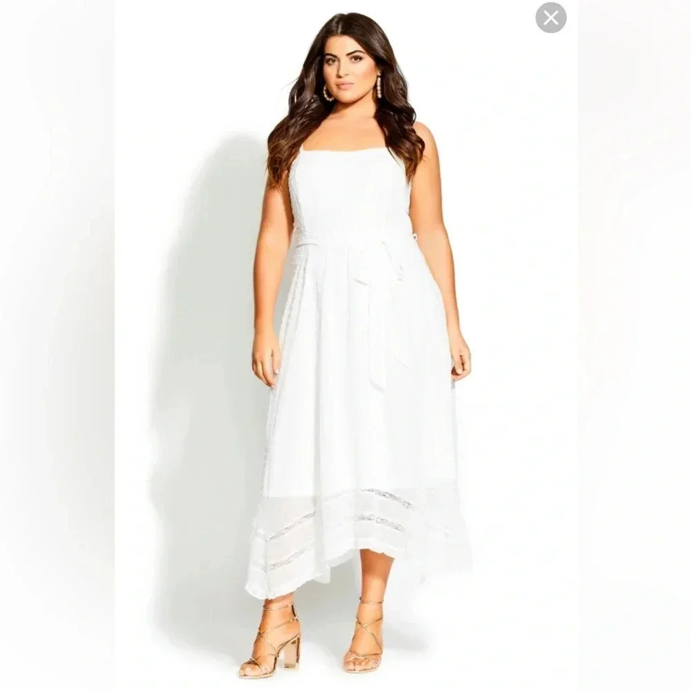 City Chic Ivory Flirty Nature midi dress size XXL/24